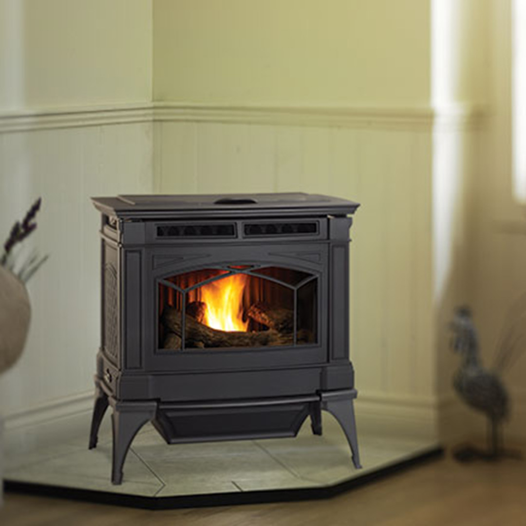 Gas burning free standing stove heating homes in Woodbury & Northfield MN